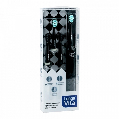 Электрическая зубная щетка Longa Vita PT4R SoClean Черная - изображение 1